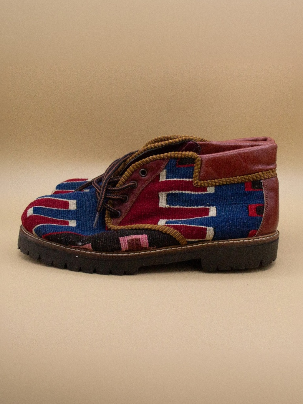 Vintage Kilim Woven Wool Laced Boots Women's Size 6.5 - 7